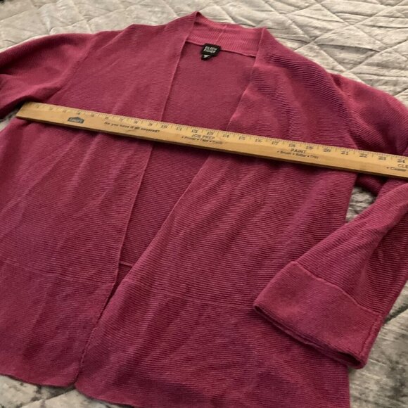 Eileen Fisher Womens Open Front Cardigan Sweater XL Linen & Cotton Knit Berry - Picture 8 of 8